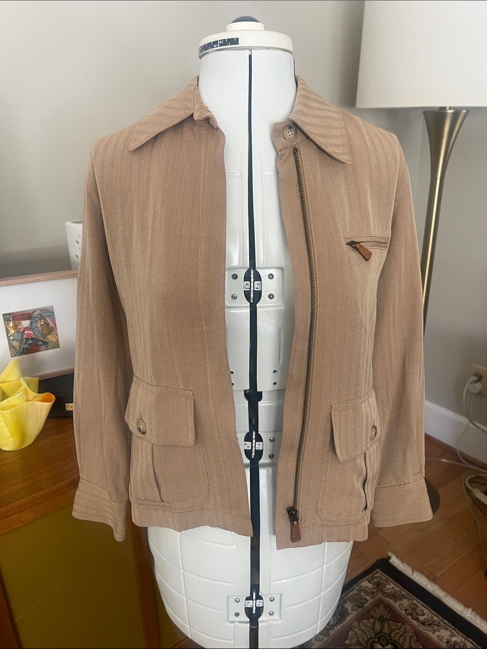 Lauren Ralph Lauren Tan Zip-Front Utility Jacket